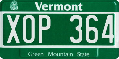 VT license plate XOP364