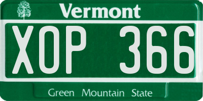 VT license plate XOP366