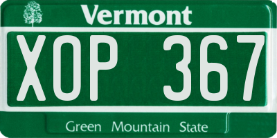 VT license plate XOP367