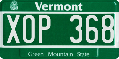 VT license plate XOP368