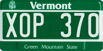 VT license plate XOP370