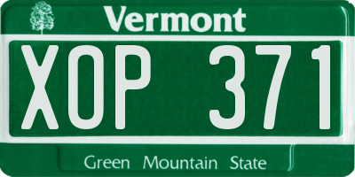VT license plate XOP371