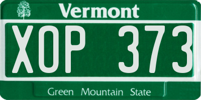 VT license plate XOP373