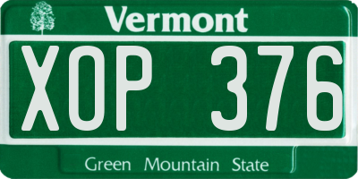 VT license plate XOP376