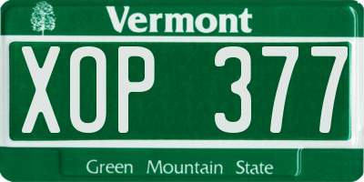VT license plate XOP377