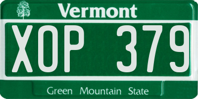 VT license plate XOP379