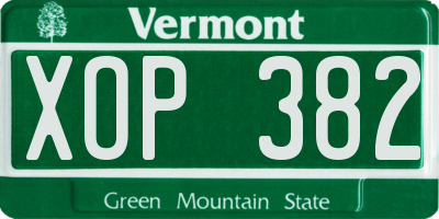 VT license plate XOP382