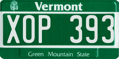 VT license plate XOP393