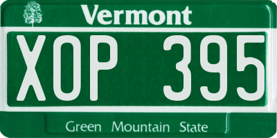 VT license plate XOP395