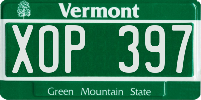 VT license plate XOP397