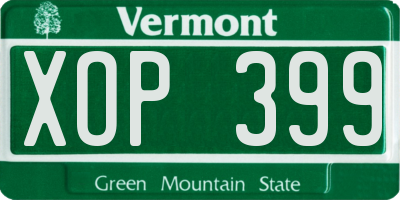 VT license plate XOP399