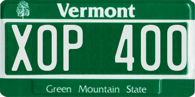 VT license plate XOP400