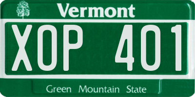 VT license plate XOP401