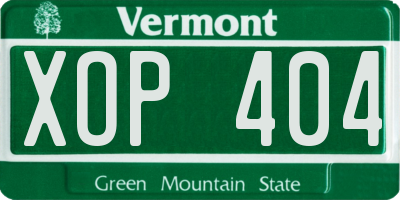 VT license plate XOP404