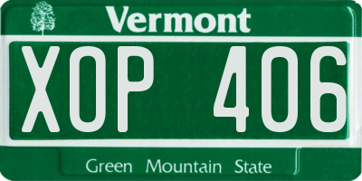 VT license plate XOP406