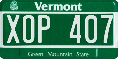 VT license plate XOP407