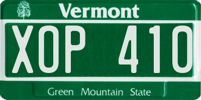 VT license plate XOP410