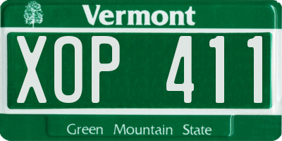 VT license plate XOP411
