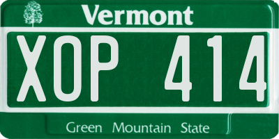 VT license plate XOP414