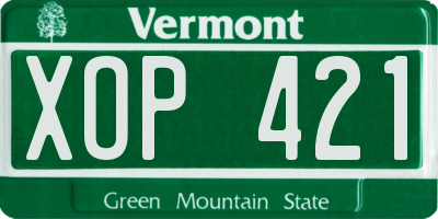 VT license plate XOP421