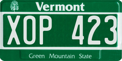 VT license plate XOP423