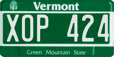 VT license plate XOP424