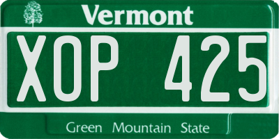 VT license plate XOP425