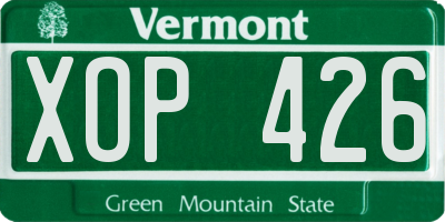 VT license plate XOP426
