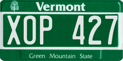VT license plate XOP427