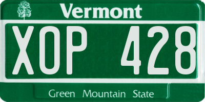 VT license plate XOP428