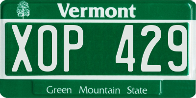 VT license plate XOP429