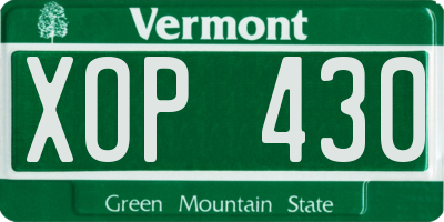 VT license plate XOP430