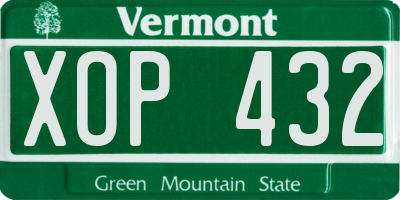 VT license plate XOP432