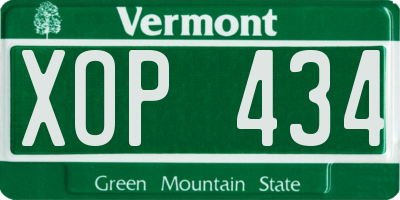 VT license plate XOP434