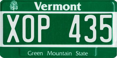 VT license plate XOP435