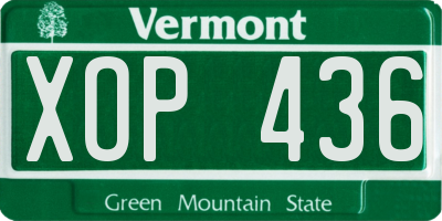VT license plate XOP436