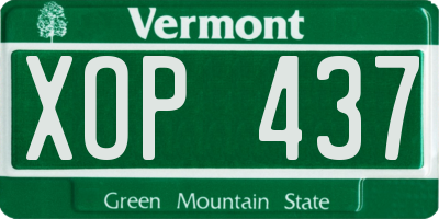 VT license plate XOP437