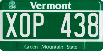 VT license plate XOP438