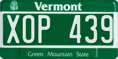 VT license plate XOP439