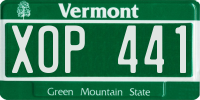 VT license plate XOP441