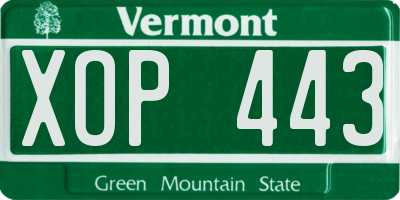 VT license plate XOP443