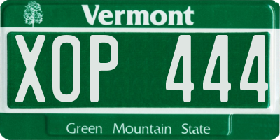 VT license plate XOP444
