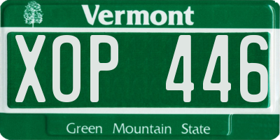 VT license plate XOP446