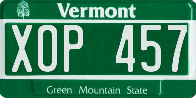 VT license plate XOP457