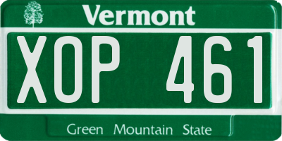 VT license plate XOP461