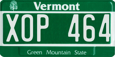 VT license plate XOP464