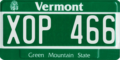 VT license plate XOP466