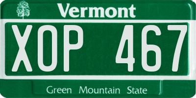 VT license plate XOP467