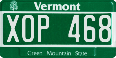 VT license plate XOP468
