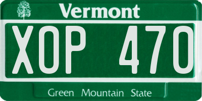 VT license plate XOP470